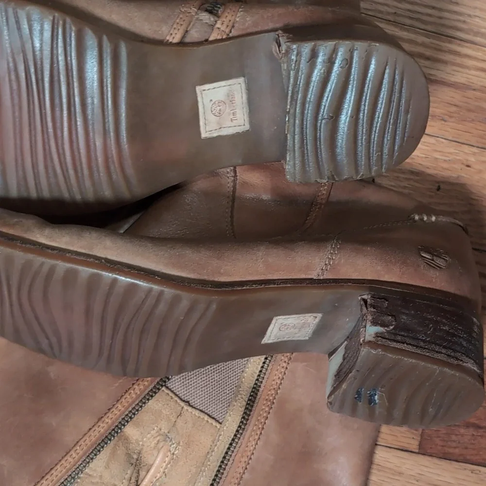 Timberland Savin Hill Riding Boots Women's 9.5M Brown Leather Zip Knee High